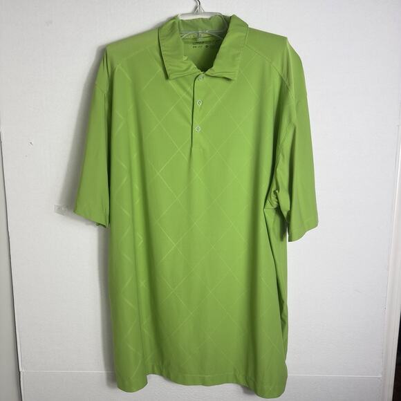 Nike Golf Dri-FIT Polo Shirt XL Green Stretch Argyle Texture Short Sleeve - Picture 2 of 10